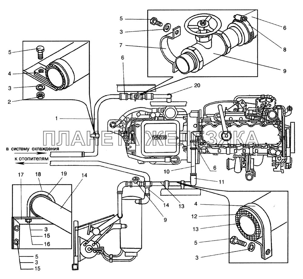 Установка трубопроводов системы отопления в мотоотсеке автобуса ЛиАЗ-525625 ЛиАЗ-5256, 6212 (2006)